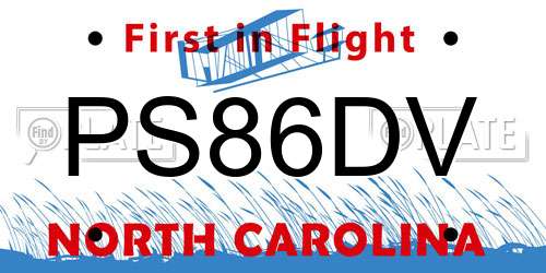 PS86DV North Carolina License Plate