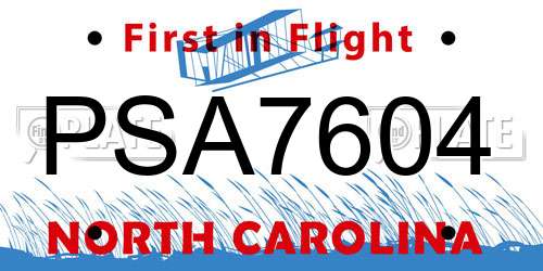 PSA7604 North Carolina License Plate