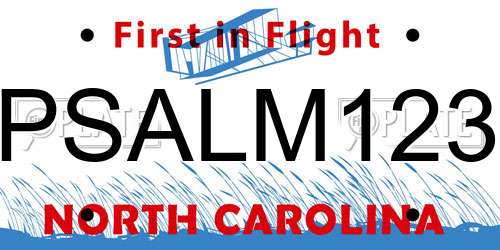 PSALM123 North Carolina License Plate