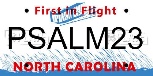 PSALM23 North Carolina License Plate