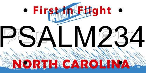 PSALM234 North Carolina License Plate