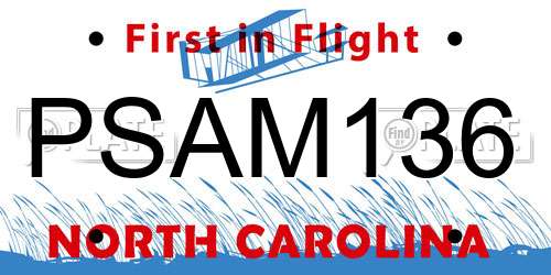 PSAM136 North Carolina License Plate