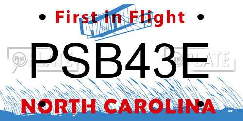 PSB43E North Carolina License Plate