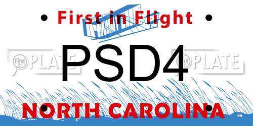 PSD4 North Carolina License Plate
