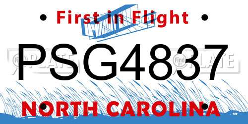 PSG4837 North Carolina License Plate