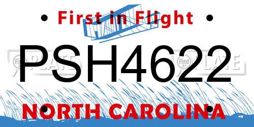 PSH4622 North Carolina License Plate