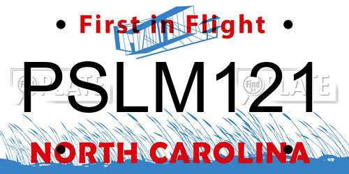 PSLM121 North Carolina License Plate