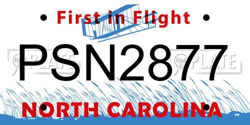 PSN2877 North Carolina License Plate