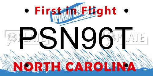 PSN96T North Carolina License Plate