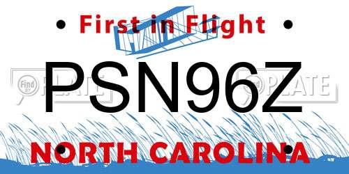 PSN96Z North Carolina License Plate