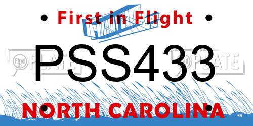PSS433 North Carolina License Plate