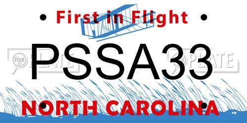 PSSA33 North Carolina License Plate