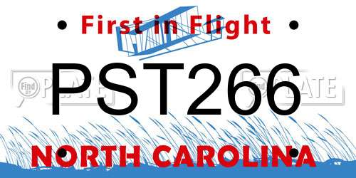 PST266 North Carolina License Plate
