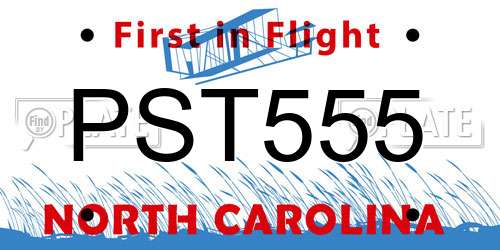PST555 North Carolina License Plate