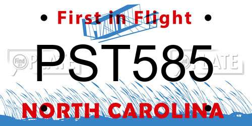 PST585 North Carolina License Plate