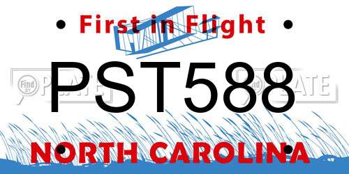 PST588 North Carolina License Plate