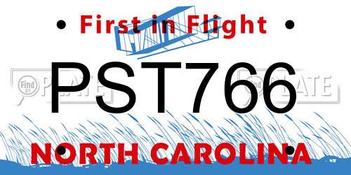 PST766 North Carolina License Plate