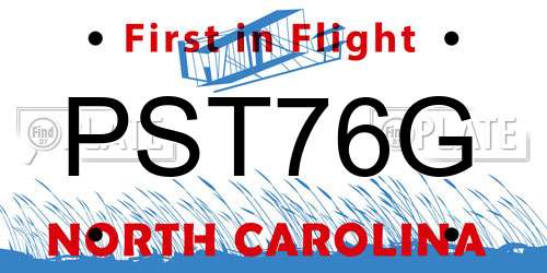 PST76G North Carolina License Plate