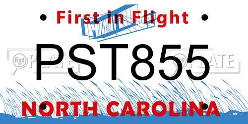 PST855 North Carolina License Plate