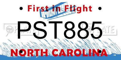 PST885 North Carolina License Plate