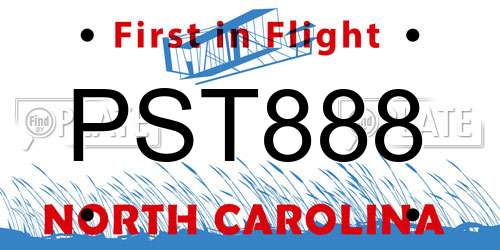 PST888 North Carolina License Plate