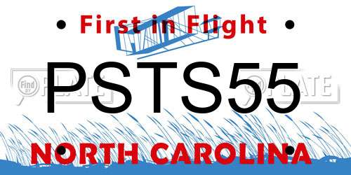 PSTS55 North Carolina License Plate