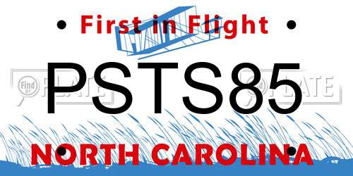 PSTS85 North Carolina License Plate