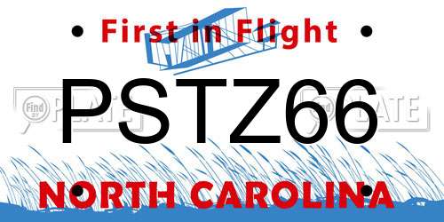 PSTZ66 North Carolina License Plate