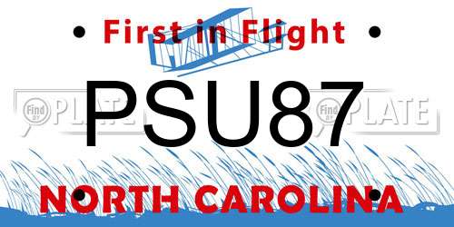 PSU87 North Carolina License Plate