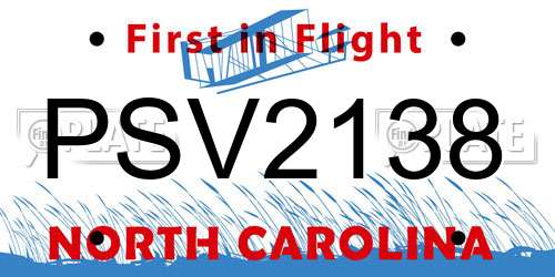 PSV2138 North Carolina License Plate