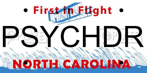 PSYCHDR North Carolina License Plate