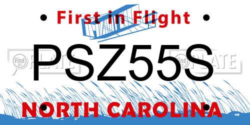 PSZ55S North Carolina License Plate
