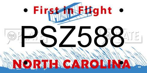 PSZ588 North Carolina License Plate