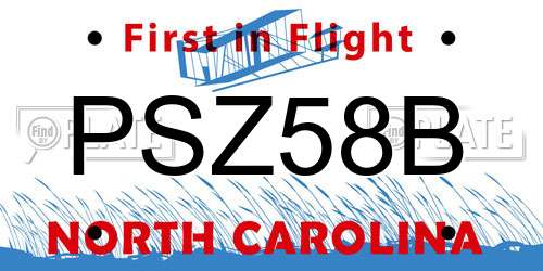 PSZ58B North Carolina License Plate