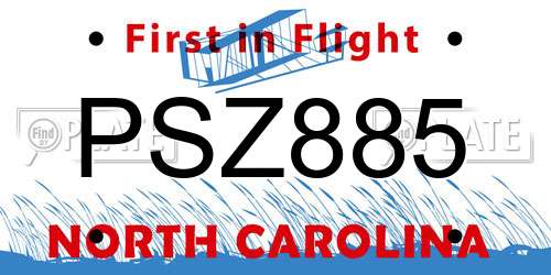 PSZ885 North Carolina License Plate