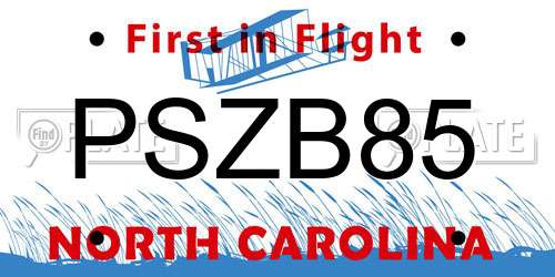 PSZB85 North Carolina License Plate