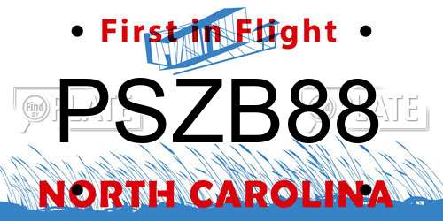 PSZB88 North Carolina License Plate