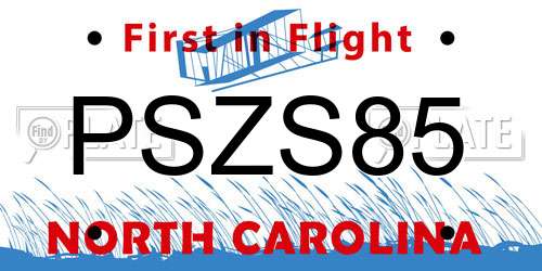 PSZS85 North Carolina License Plate