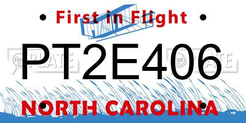 PT2E406 North Carolina License Plate