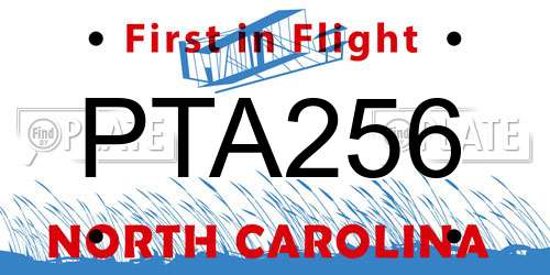 PTA256 North Carolina License Plate