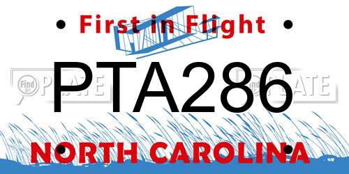 PTA286 North Carolina License Plate