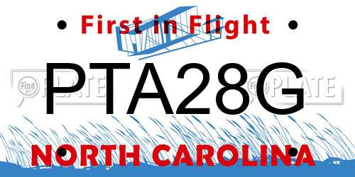 PTA28G North Carolina License Plate