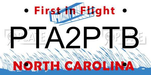 PTA2PTB North Carolina License Plate