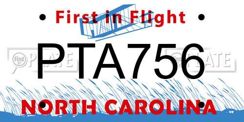 PTA756 North Carolina License Plate