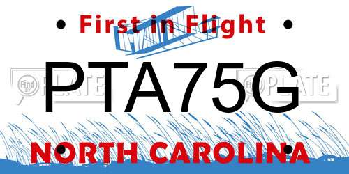 PTA75G North Carolina License Plate