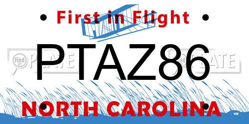 PTAZ86 North Carolina License Plate