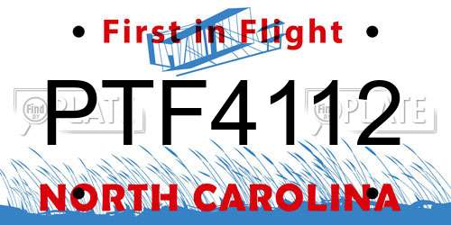 PTF4112 North Carolina License Plate