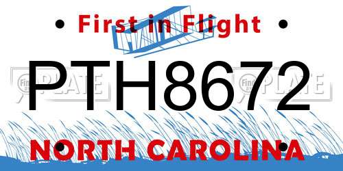 PTH8672 North Carolina License Plate