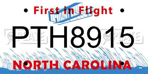 PTH8915 North Carolina License Plate
