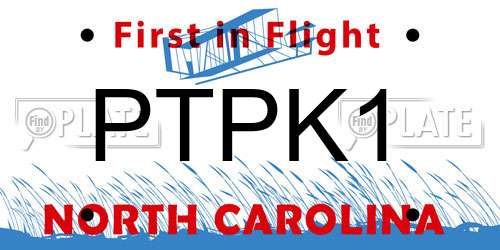 PTPK1 North Carolina License Plate